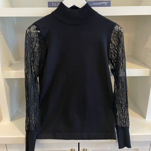 XS Carmen Marc Valvo Lace Sleeve Sweater NWT